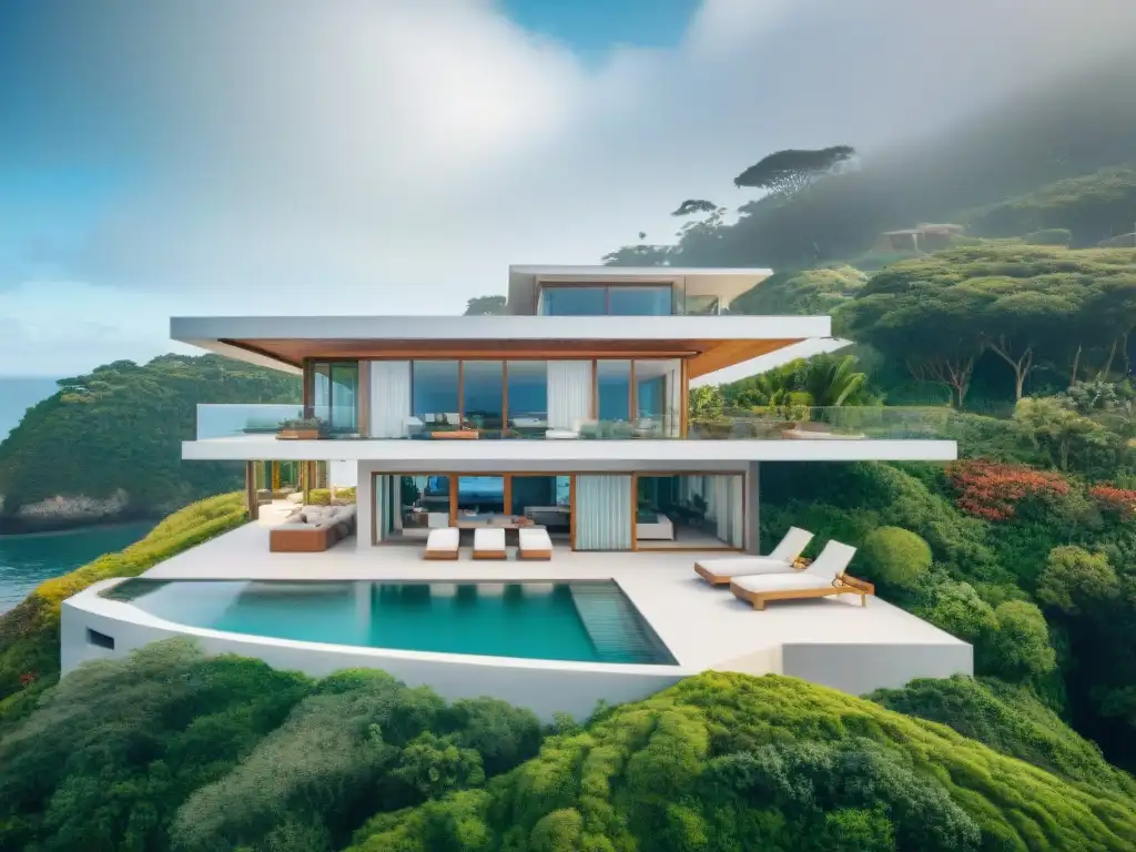 Ecoarquitectura costera: diseño sostenible en armonía con la naturaleza Una propiedad costera moderna diseñada con principios ecológicos sostenibles