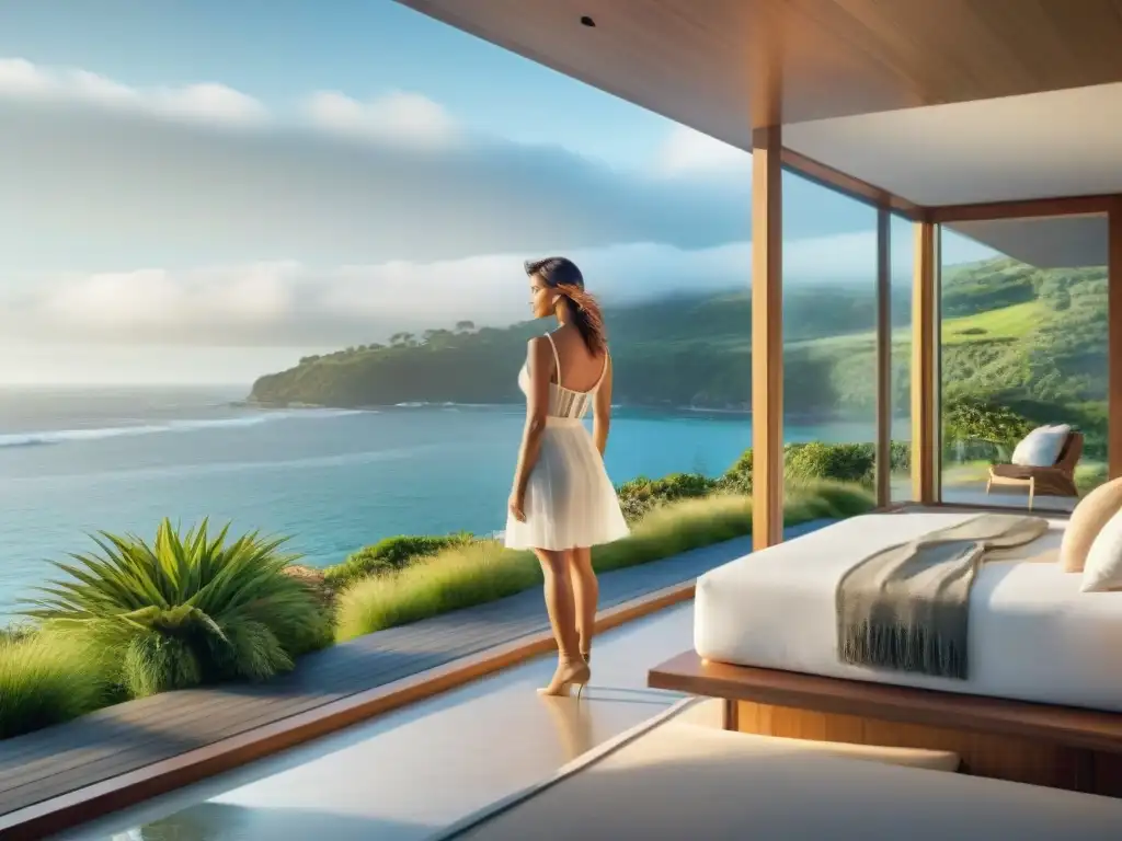Diseño sostenible en costa: hogar moderno con luz natural Propiedad costera moderna con diseño sostenible y abundante iluminación natural, integrando arquitectura con entorno costero