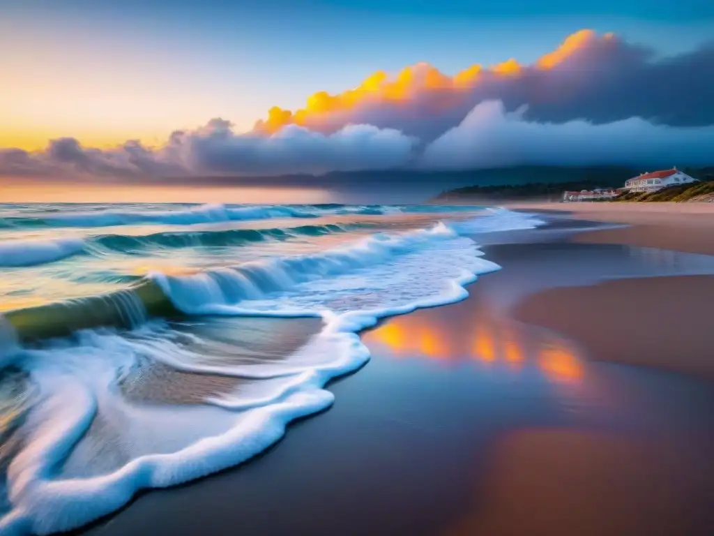 Espléndido amanecer en la costa: lujo y serenidad frente al mar Propiedad costera con vistas marítimas al amanecer sobre el océano tranquilo
