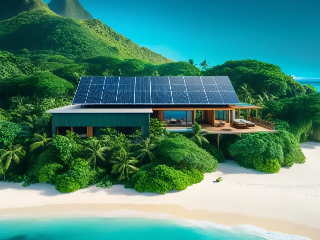 Paraíso sostenible: EcoVilla en isla tropical Propiedad ecoamigable en una isla tropical, con estrategias sostenibilidad propiedades islas