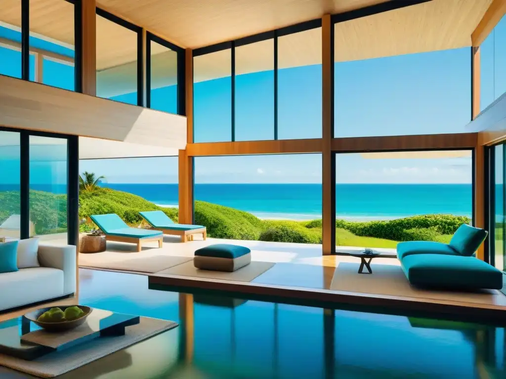 Propiedad frente al mar: diseño eco-friendly con vistas panorámicas Propiedad frente al mar con arquitectura verde: diseño sostenible, paneles solares, jardín y vista panorámica al océano