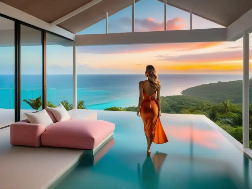 Propiedad vacacional de lujo frente al mar en 8k Una propiedad vacacional costera de lujo con terraza, piscina infinity y vistas al mar