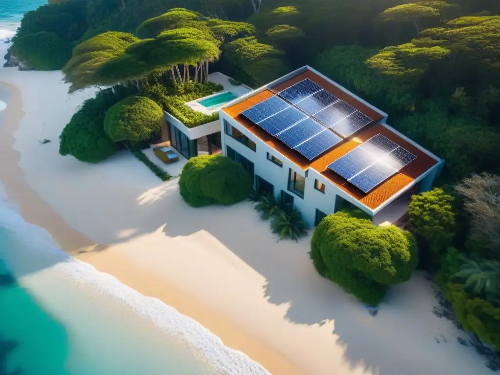 Residencia ecofriendly en la playa: lujo sostenible Inversión en propiedades costeras ecoamigables: diseño sostenible y lujo frente al mar