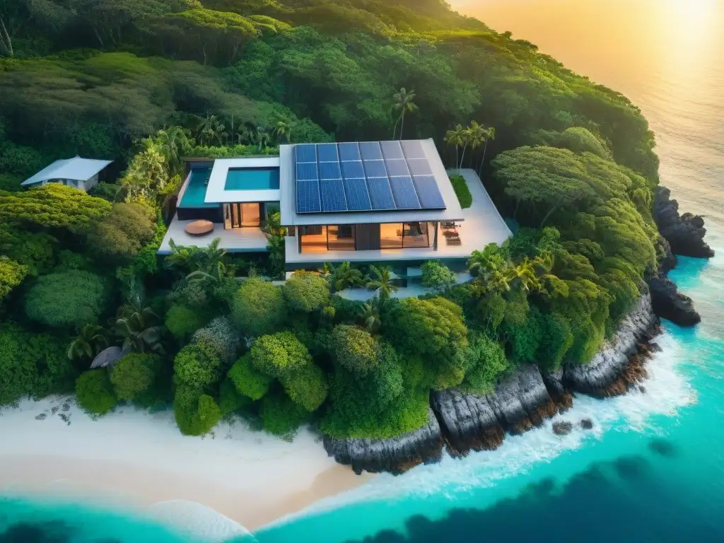 Propiedad de lujo sostenible en playa paradisíaca Propiedades costeras ecoamigables de lujo integradas en la naturaleza, con paneles solares y diseño sostenible, bañadas por aguas turquesas