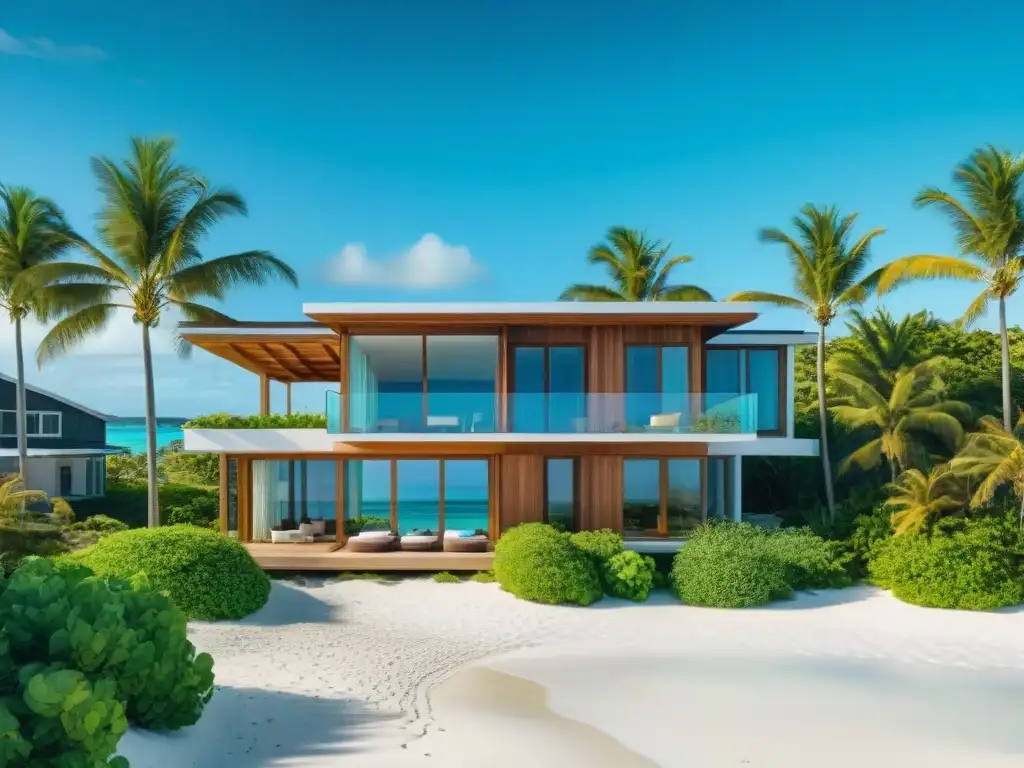 Propiedad ecofriendly en paraíso costero Inversión en propiedades costeras ecoamigables: una vista paradisíaca con playa de arena blanca, aguas turquesas y arquitectura sostenible