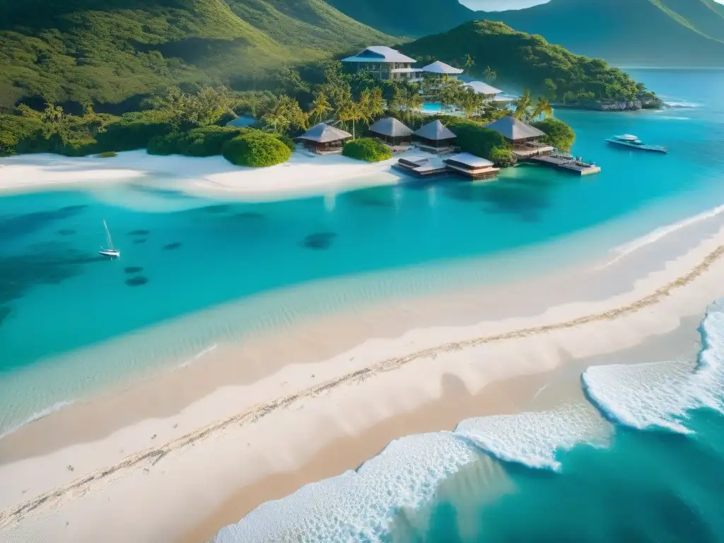Paraíso playero: lujo y belleza en una vista aérea impresionante Propiedades costeras de ensueño: Playa de arena blanca, aguas turquesas, arquitectura moderna y piscinas infinitas con vista al mar