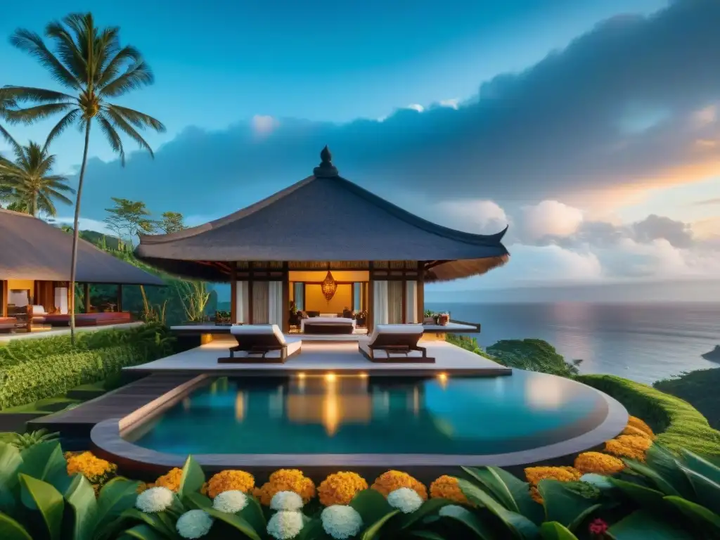 Villa de lujo en Bali: arquitectura balinesa y vistas al mar Propiedades costeras exclusivas del mundo: lujosa villa balinesa con vistas al mar, piscina infinita y jardines tropicales