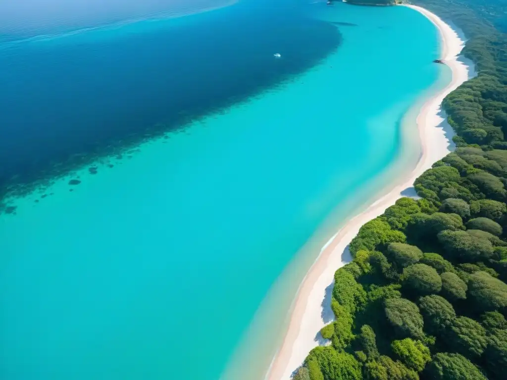 Costa paradisíaca: playas de arena blanca y aguas turquesas Propiedades costeras inteligencia artificial: Costa prístina con aguas turquesa, playas de arena blanca y vegetación exuberante