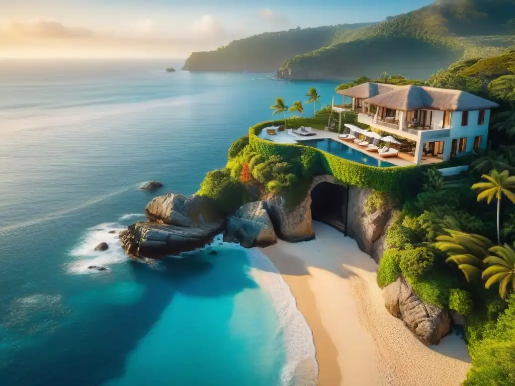 Residencia de lujo en acantilado: oasis costero exclusivo Propiedades costeras de lujo: Mansión en acantilado con piscina infinita y vista al mar
