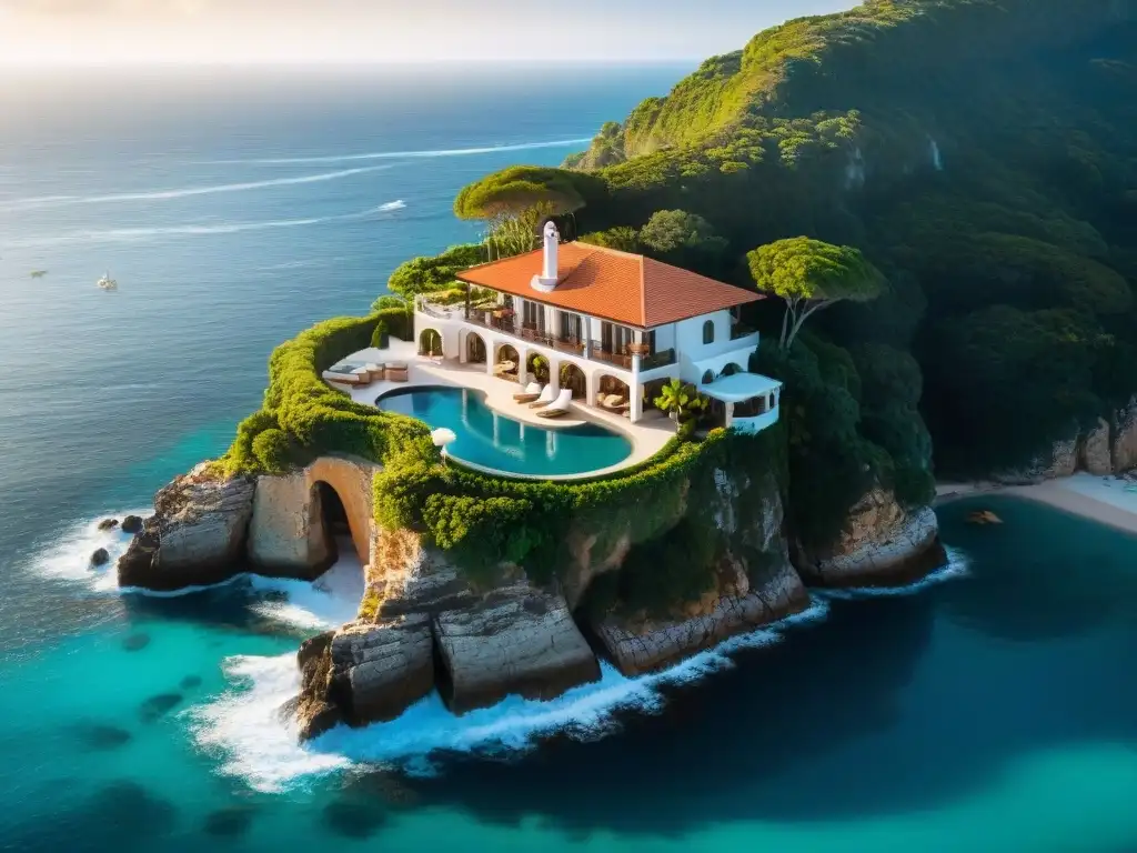 Residencia de lujo en acantilado con vista al mar Propiedades costeras de lujo exclusivas: mansión en acantilado con vistas panorámicas al océano y piscinas infinitas