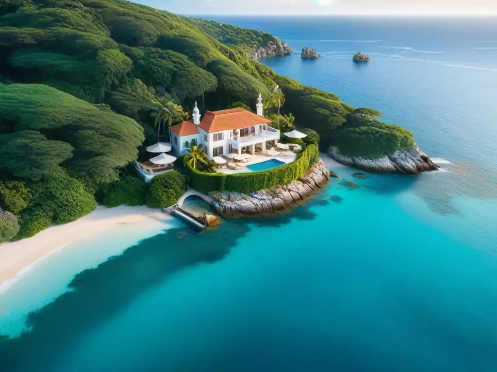 Propiedad costera de lujo: atardecer dorado y vistas infinitas Propiedades costeras de lujo seleccionadas: Majestuosa mansión en acantilado con vistas al mar turquesa al atardecer