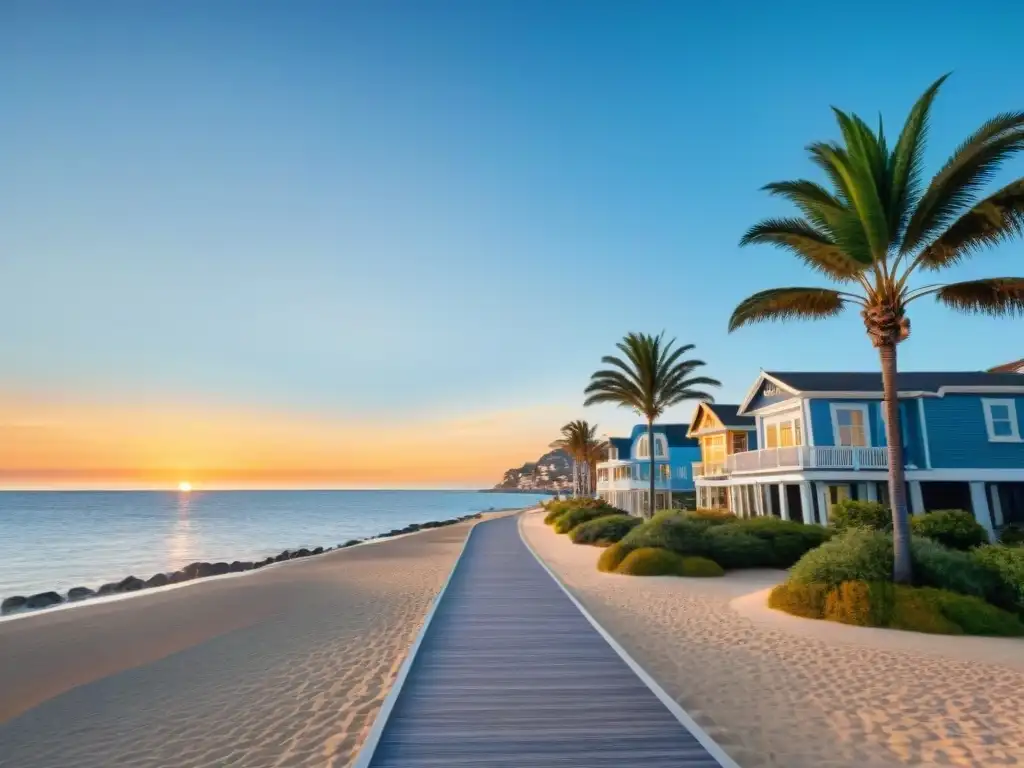 Marina dorada: lujo y serenidad en un pueblo costero Inversión en propiedades costeras: Una marina serena con propiedades de lujo y diseño moderno, bañadas por la luz dorada del atardecer