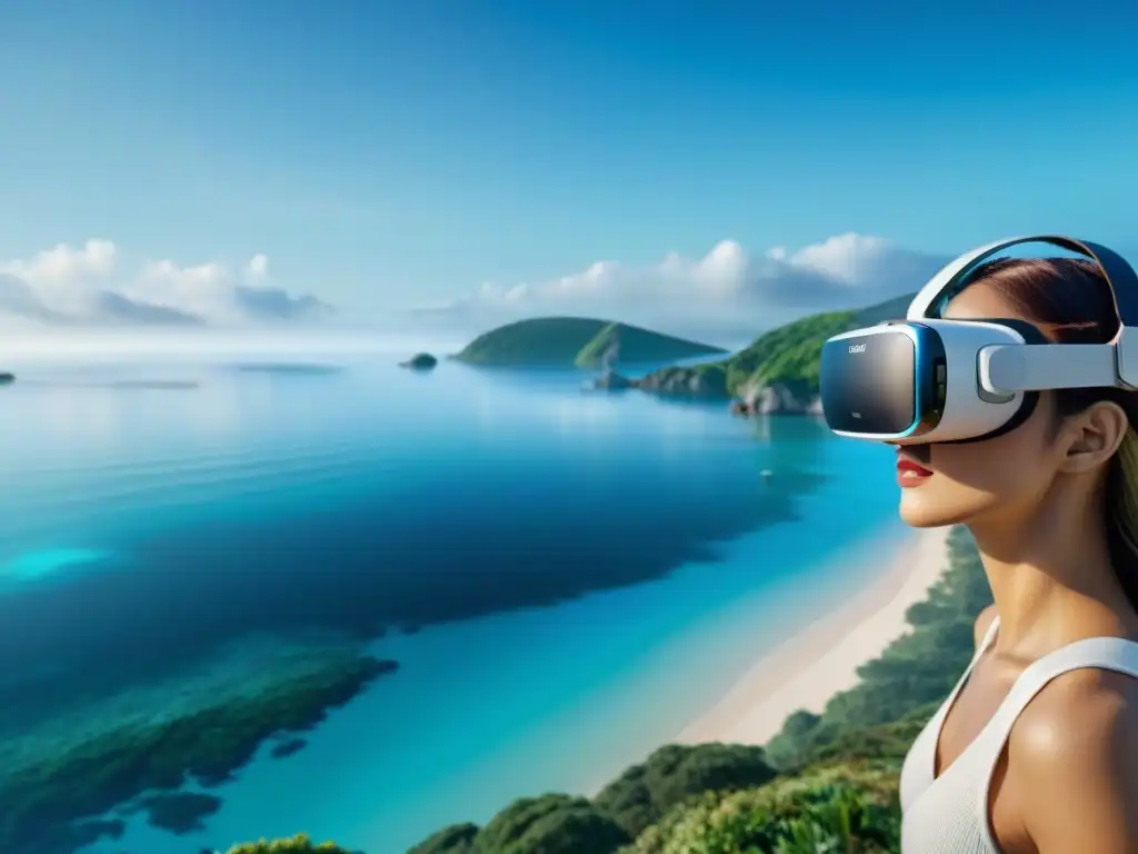 Realidad virtual inmersiva en propiedad costera Explora propiedades costeras con tecnología avanzada en búsqueda de propiedades costeras