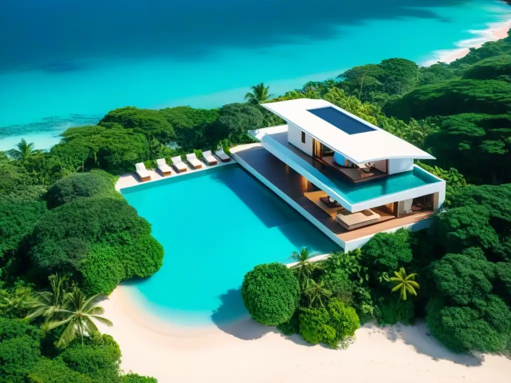 Mansión de lujo frente al mar: oasis tropical con piscina infinita Propiedades costeras tours virtuales: Una lujosa propiedad costera con aguas turquesas y playa de arena blanca