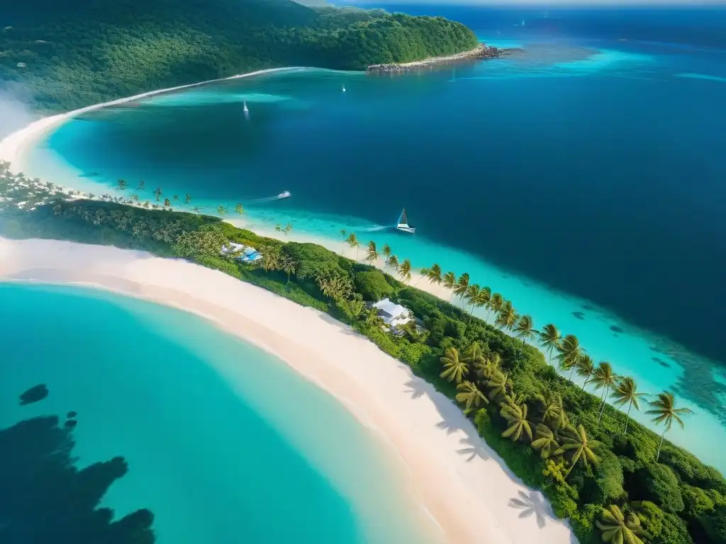 Paraíso Tropical: Costa Prístina con Aguas Turquesa Propiedades costeras para vida tropical: vista aérea de paradisíaca costa con aguas turquesas, playas de arena blanca y palmeras verdes