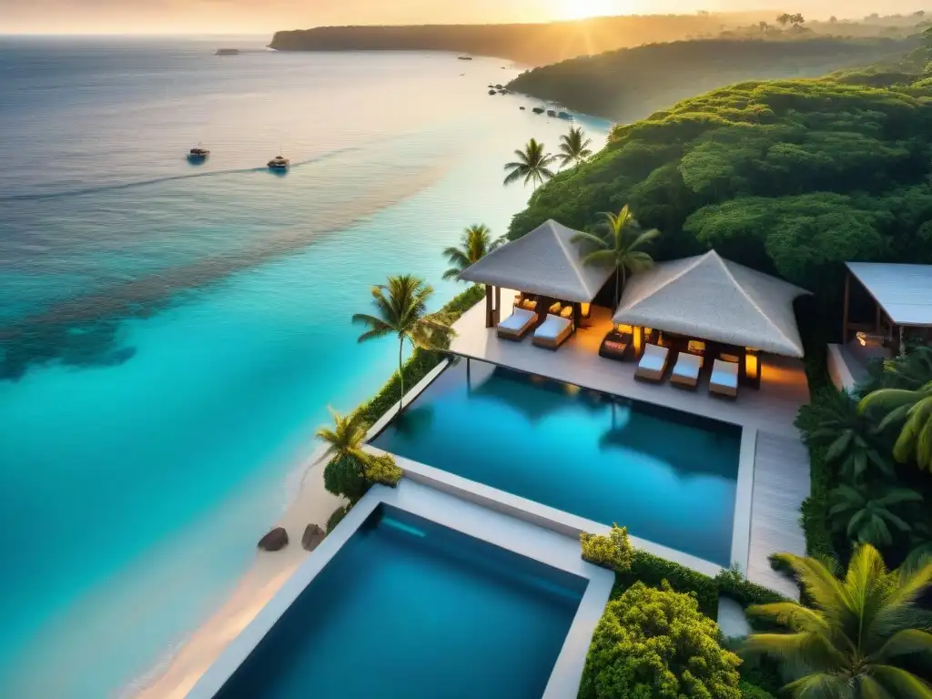 Propiedad de lujo frente al mar: atardecer paradisíaco Propiedades costeras para vida tropical: Lujo y relax en una casa frente al mar con piscina infinita y atardecer espectacular