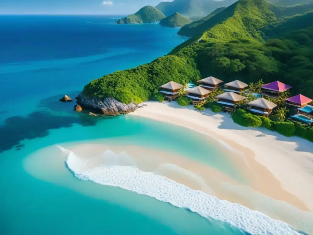 Resort de lujo en paraíso costero: villas con piscinas infinitas privadas Un refugio costero de lujo entre montañas verdes y aguas turquesa, con villas elegantes y piscinas infinitas privadas