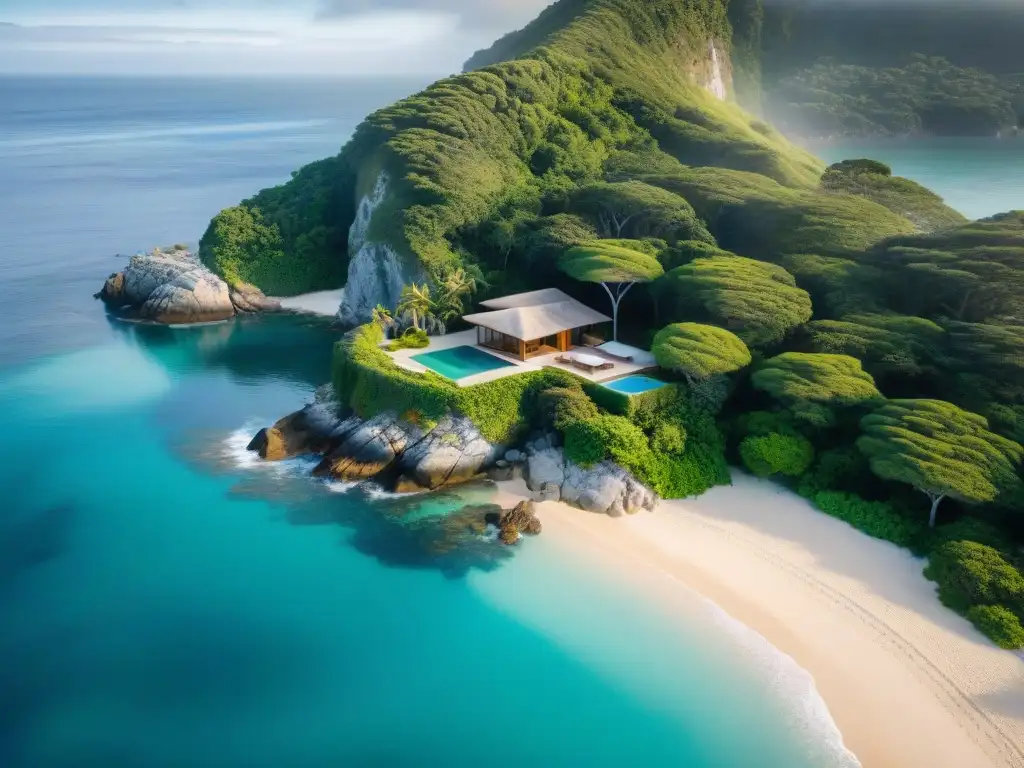 Refugio costero: privacidad y tranquilidad en el acantilado Refugio costero privado rodeado de naturaleza exuberante y aguas cristalinas, proteger privacidad hogar costero