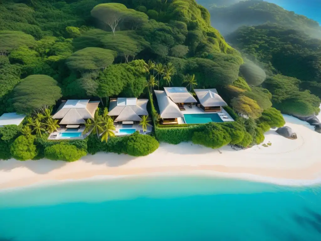 Paraíso eco-lujoso: resort costero en armonía con la naturaleza Un refugio costero sostenible de lujo: villas elegantes, piscinas infinitas privadas y arquitectura integrada en la naturaleza