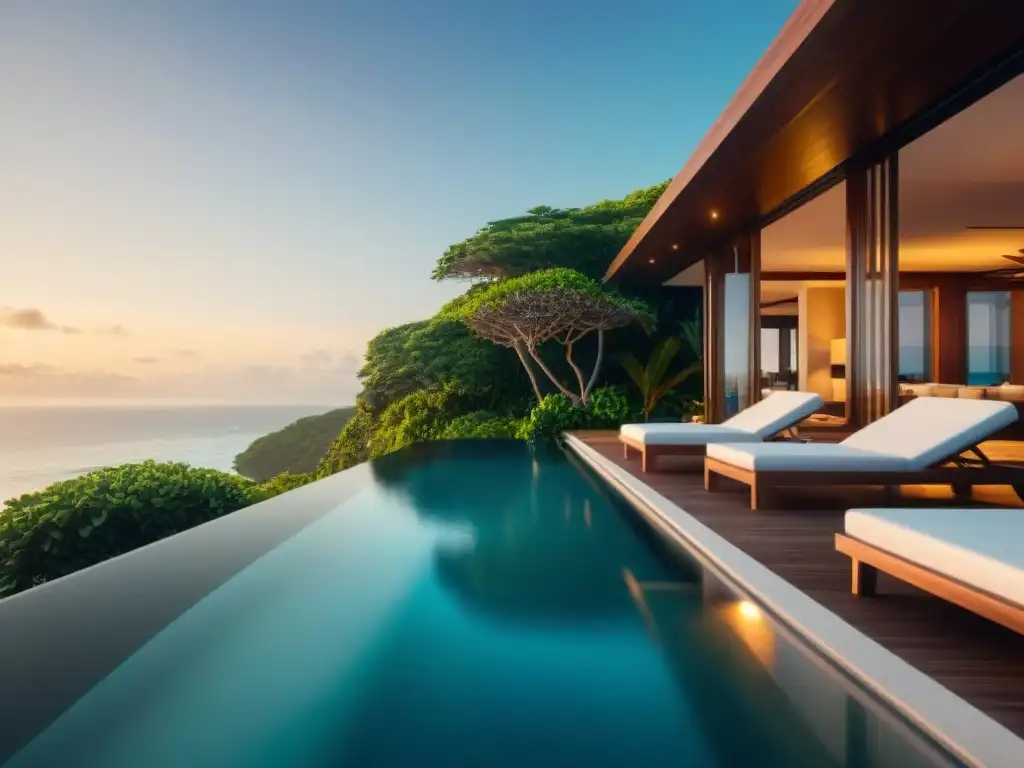 Villa de lujo frente al mar al atardecer: exclusividad y opulencia Residencia costera de lujo en alquiler con piscina infinita privada y vistas al mar al atardecer