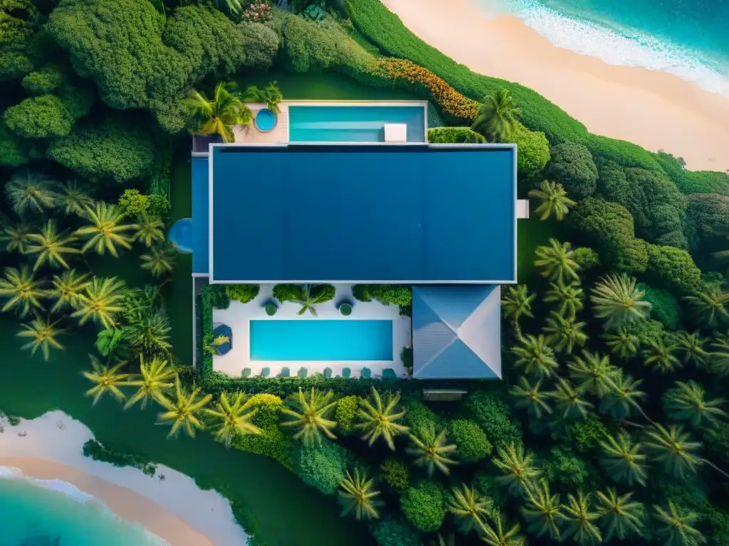 Mansión de lujo frente al mar: exclusividad y serenidad Residencia costera de lujo entre palmeras y vista al mar, reflejando exclusividad y serenidad