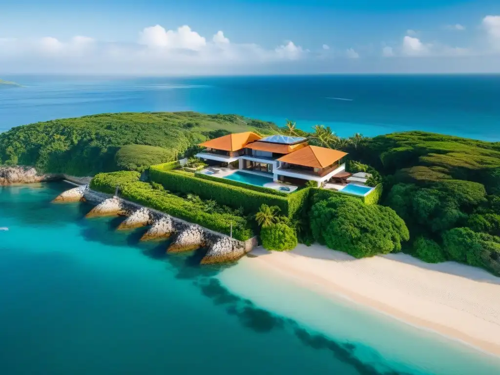 Propiedad costera de lujo: exclusividad y opulencia Residencia costera de lujo con piscina infinita y vista al mar, reflejando exclusividad y opulencia, ideal para Seguros de lujo para propiedades costeras