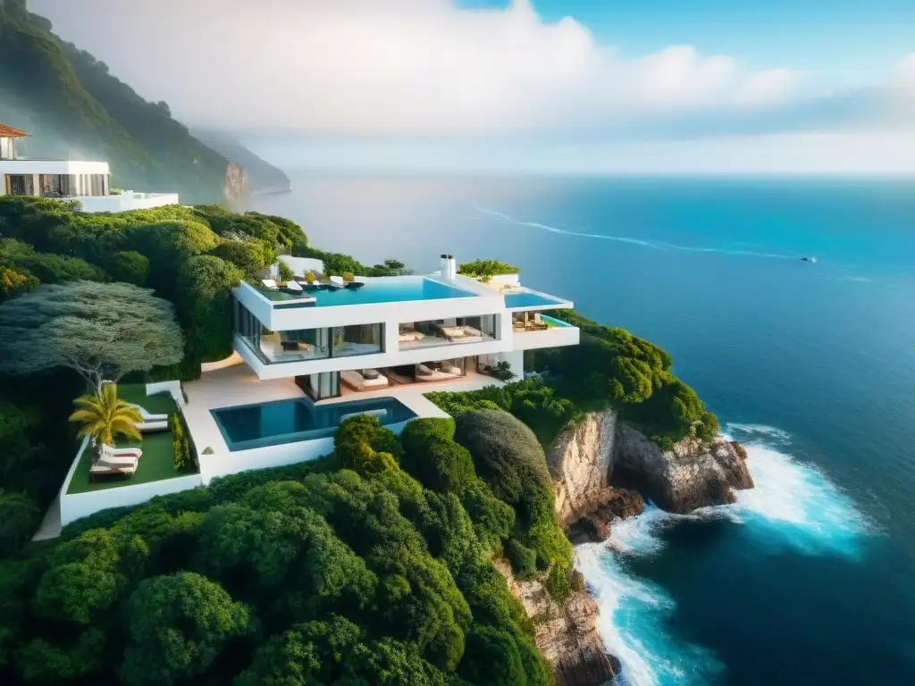 Residencia de lujo en acantilado con vista al mar Residencia costera de lujo con piscina infinita y vistas al mar