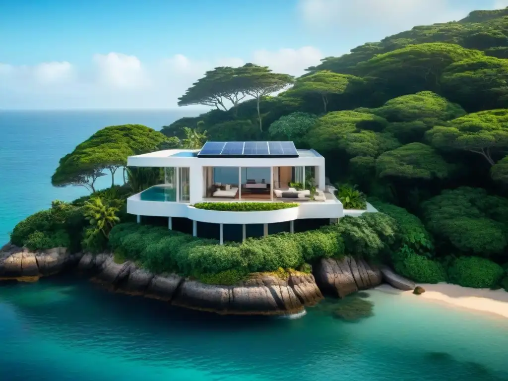 Residencia costera moderna: fusión perfecta entre tecnología y naturaleza Residencia costera moderna con domótica para hogares costeros, rodeada de naturaleza y agua cristalina