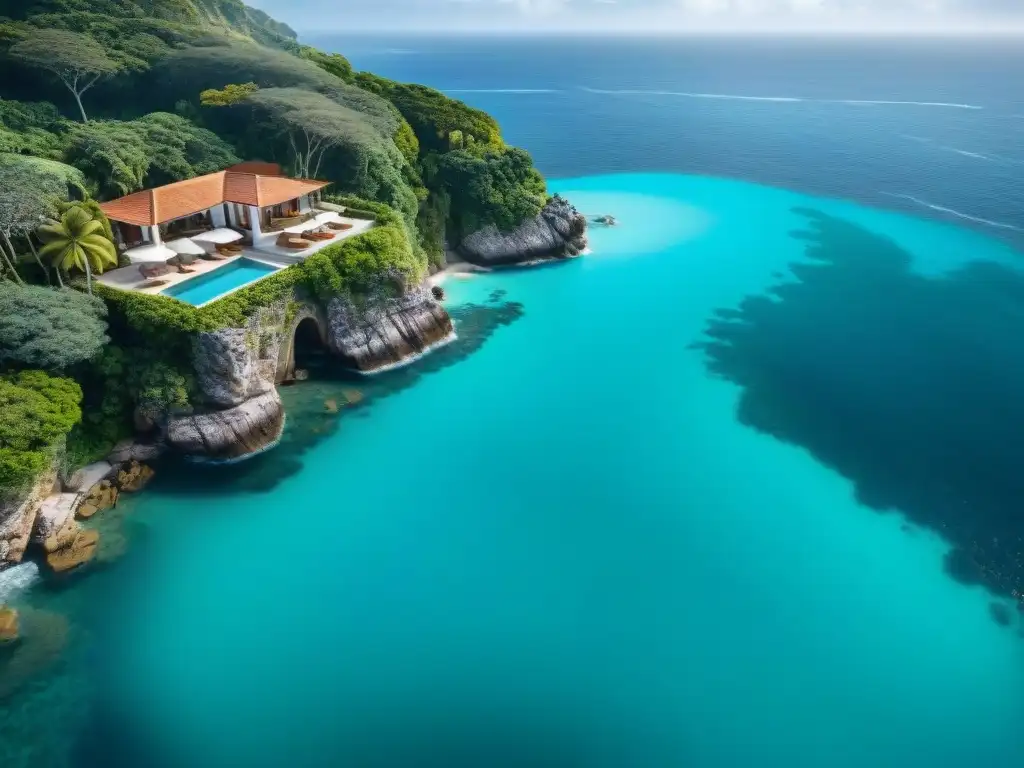 Mansión de lujo en acantilado con piscina infinita privada y vistas al mar Residencia de lujo con infinity pool en acantilado, jardines tropicales y diseño moderno