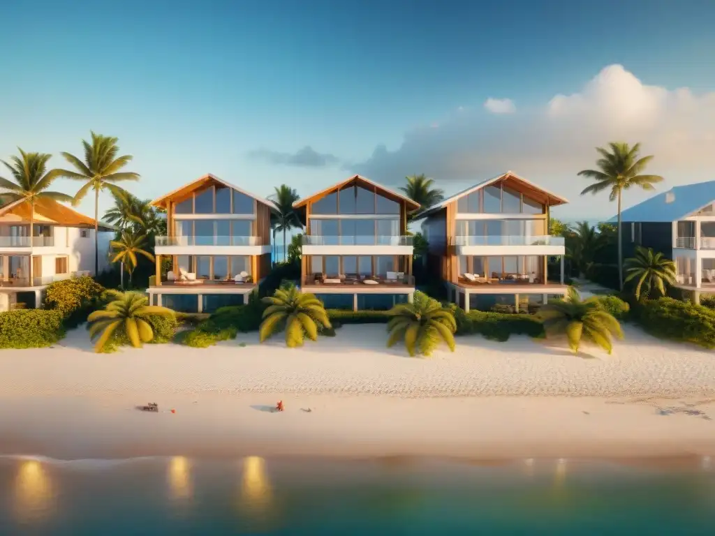 Residencia moderna en la playa: lujo y serenidad Una residencia moderna junto al mar, pareja disfrutando en terraza