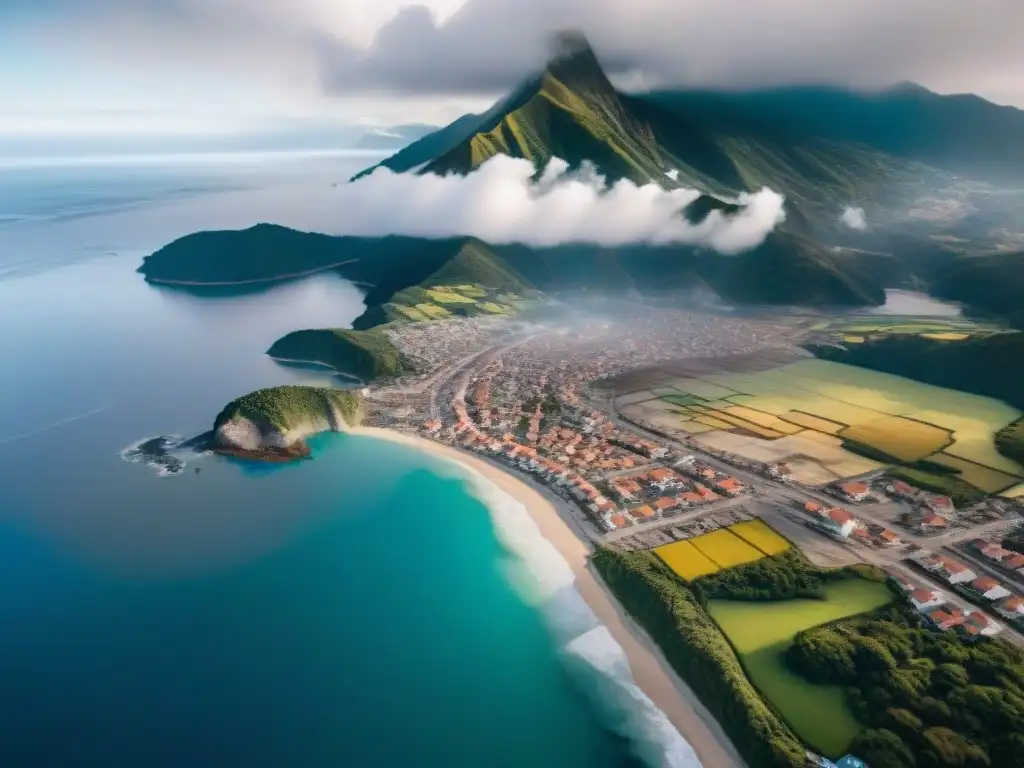 Reconstrucción tras terremoto: antes y después de la devastación Resiliencia ante desastres: vista antes y después de una ciudad costera gracias a seguros contra sismos zonas costeras