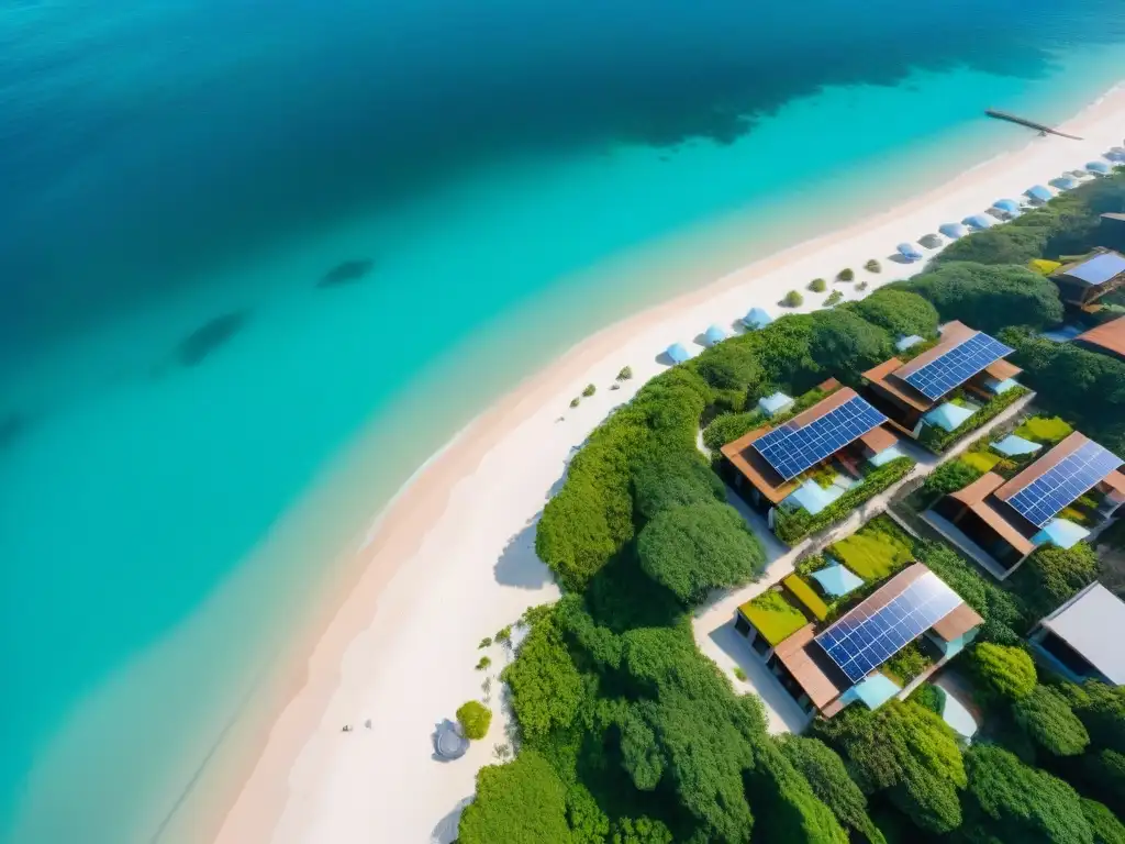 Resort ecológico en armonía con la naturaleza Un resort ecofriendly en la costa, arquitectura sostenible con impacto visual mínimo