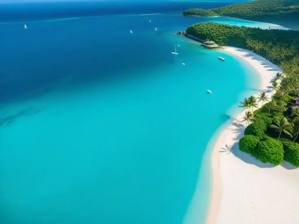 Paraíso costero de lujo: inversión en REITs Resort de lujo en la costa con palmeras, playas blancas y aguas turquesas