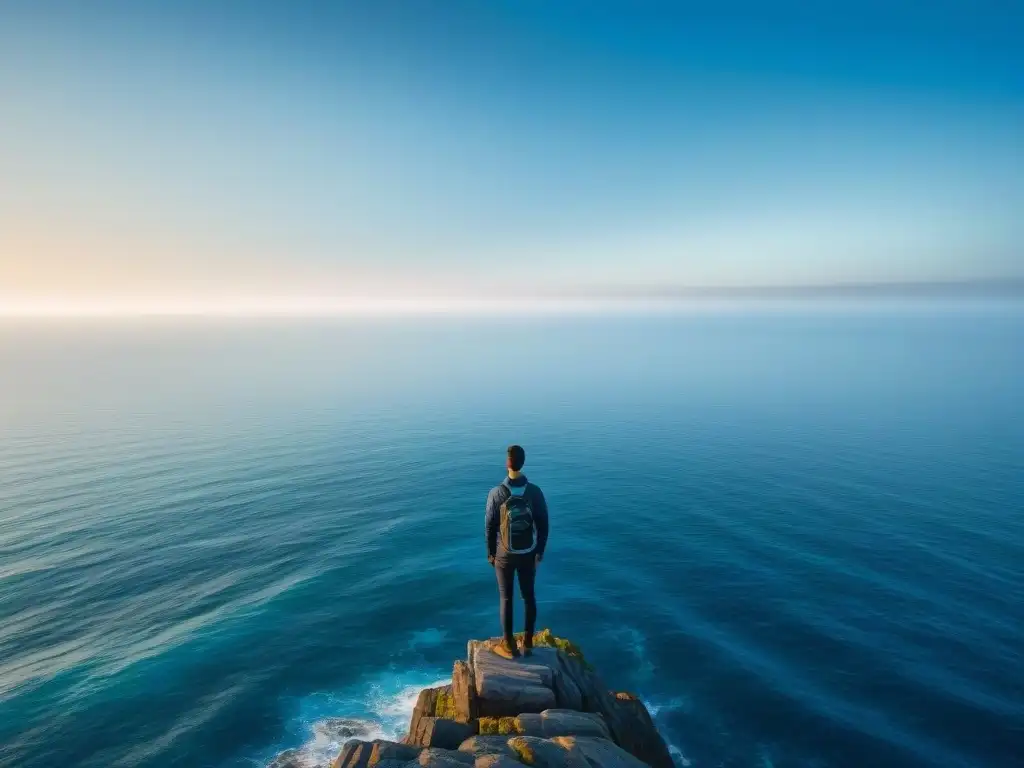Meditación junto al mar: armonía entre mente y naturaleza Respiración profunda junto al mar: calma y bienestar en la costa