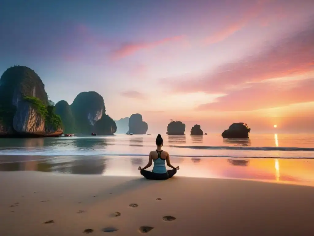Espectacular amanecer en la costa de Vietnam: paz y serenidad Retiros costeros Vietnam amaneceres: Amanecer colorido y sereno en la costa vietnamita, con yoga en la playa