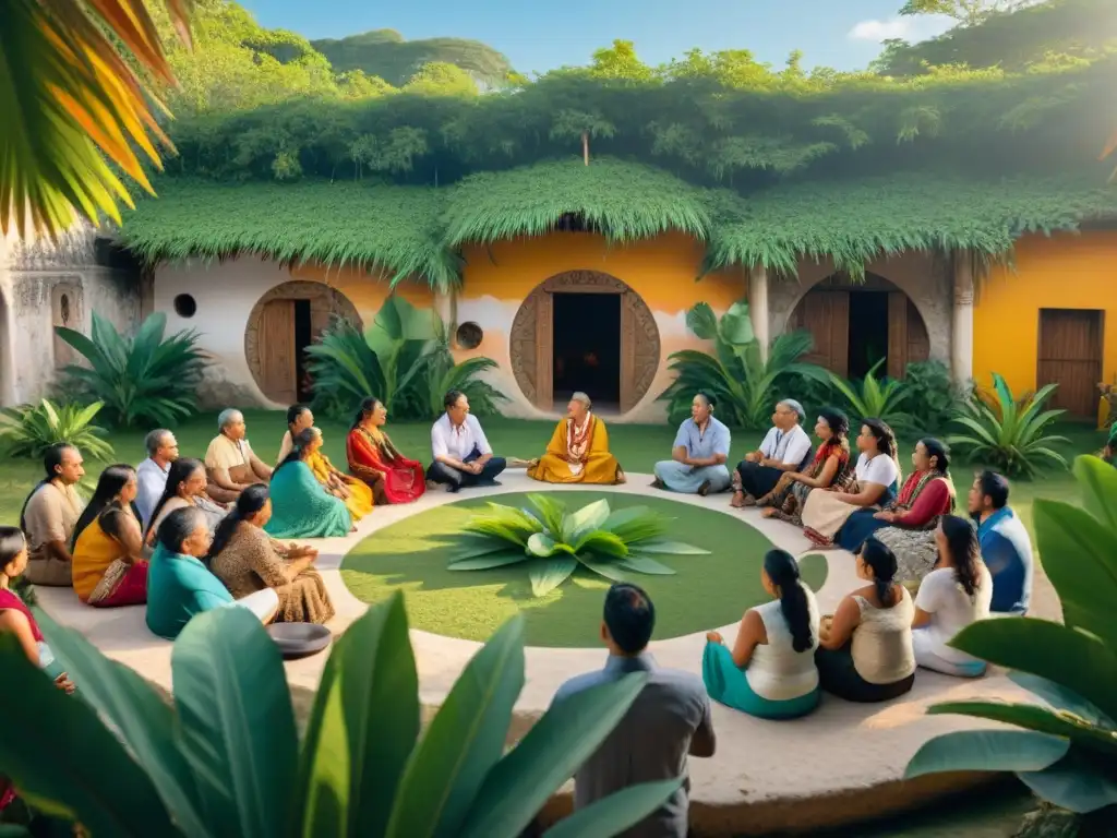 Reunión comunitaria en Riviera Maya: diversidad y sostenibilidad Una reunión comunitaria vibrante en Riviera Maya, donde residentes locales discuten iniciativas de desarrollo sostenible