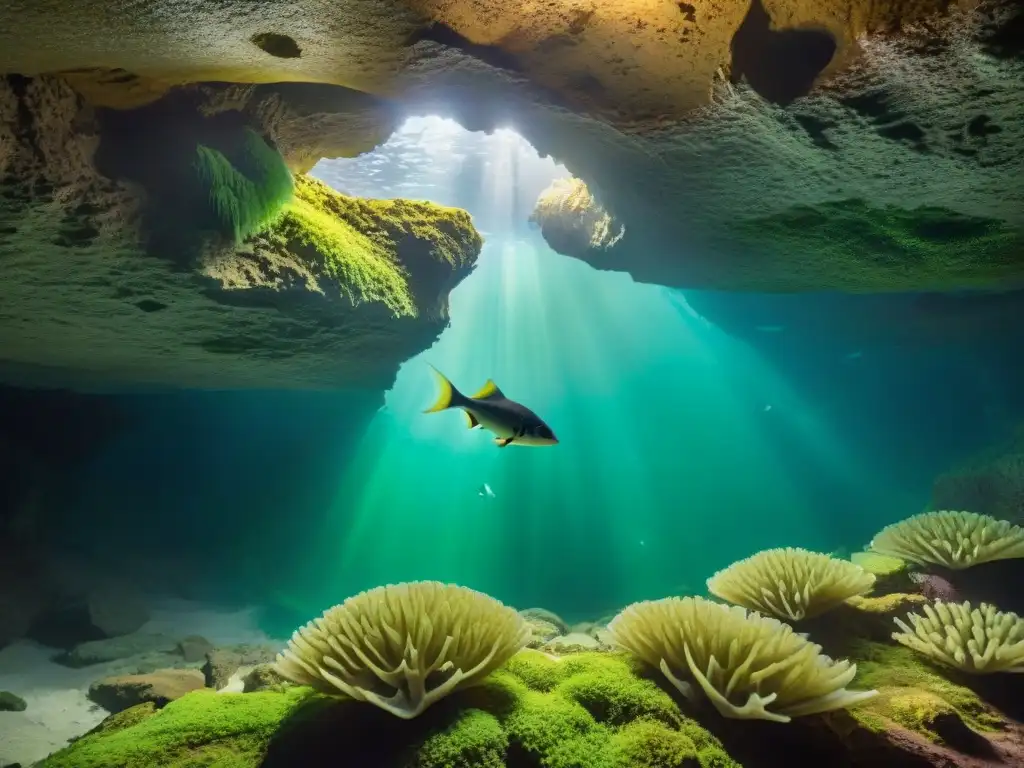 Vida subterránea: peces ciegos y murciélagos en cueva costera Un santuario de vida en las cuevas costeras: peces ciegos, murciélagos y plantas bajo la luz del sol