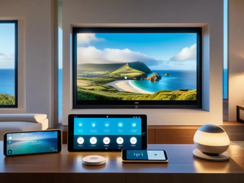 Smart home junto al mar: domótica moderna para un hogar conectado Mejorar señal internet hogar costero con domótica moderna integrada en ambiente costero acogedor