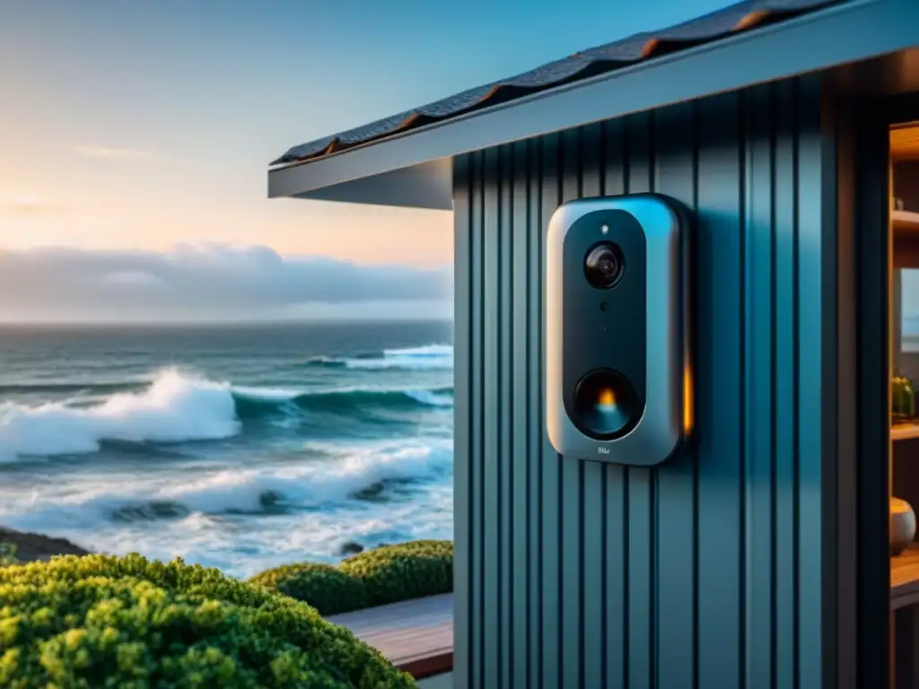 Seguridad inteligente para hogares costeros: sistema ultradetallado 8k Sistema de seguridad en hogar costero con tecnología integrada y vista al mar