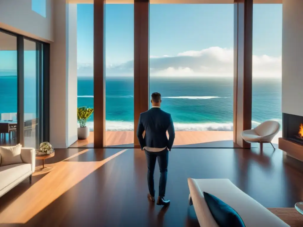 Residencia costera de lujo: diseño elegante y sofisticado Suntuosa residencia costera con suelos impresionantes alta gama y diseño minimalista elegante frente al mar