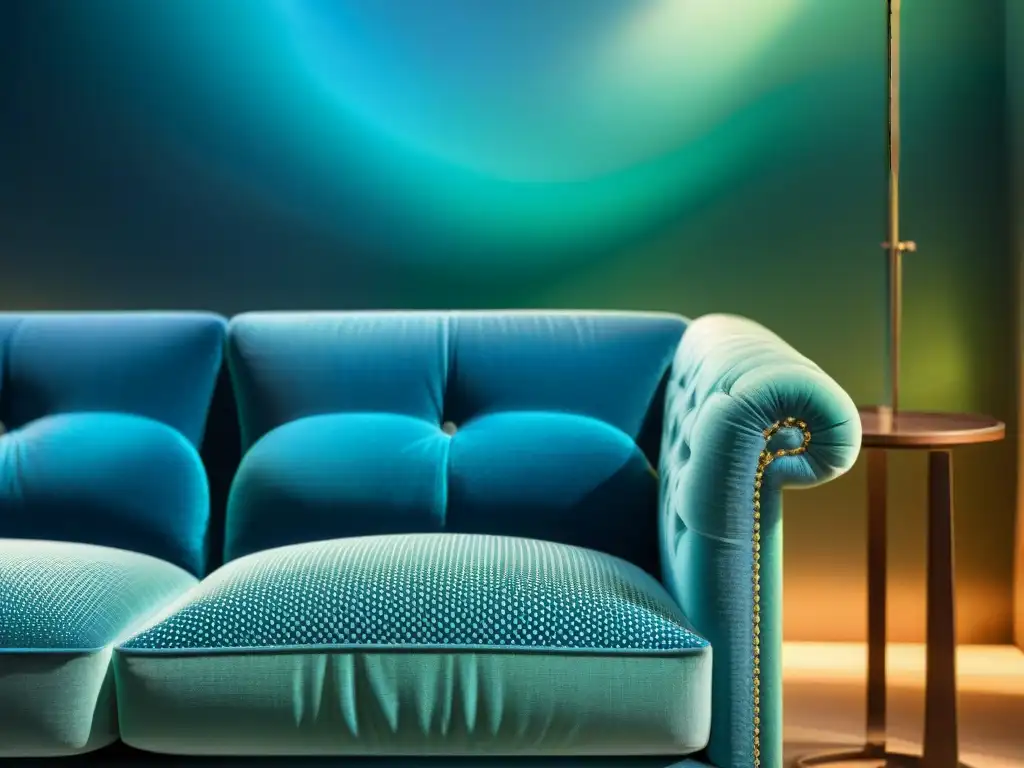 Texturas marinas: sofisticación y serenidad en tu hogar Telas inspiradas en el mar cambian espacio con patrones y colores serenos y brillantes en sofá contemporáneo