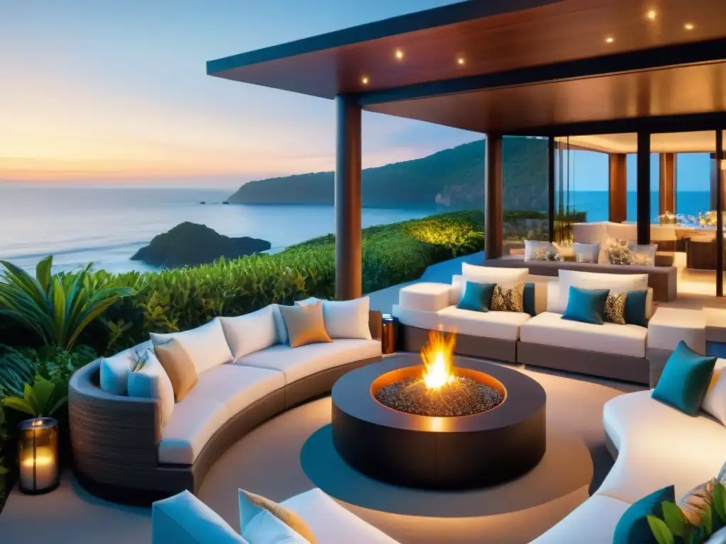 Terraza de lujo frente al mar: diseño sofisticado y serenidad al atardecer Terraza costera lujosa al atardecer con ideas innovadoras terrazas zonas costeras