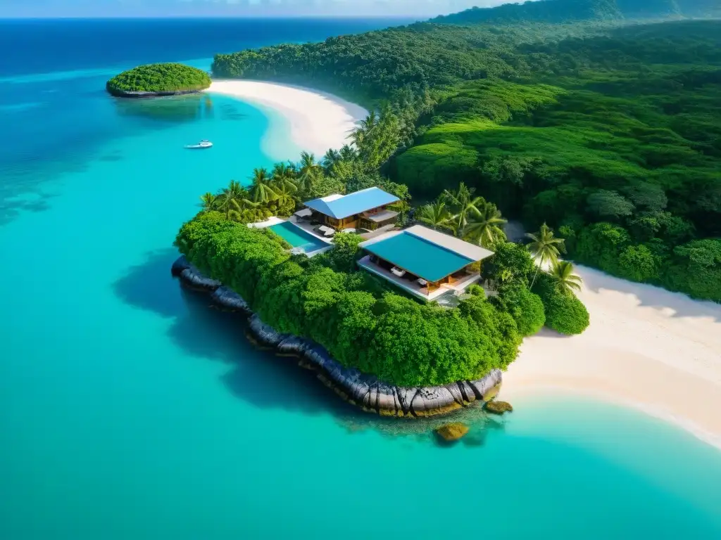 Exclusivas villas de playa en paraíso tropical Tours virtuales propiedades costeras arena: lujosas villas frente al mar con aguas turquesas y exuberante vegetación tropical