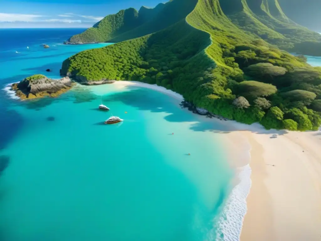 Playa sostenible: turismo responsable y conservación marina Turismo responsable en destinos costeros: Playa prístina con arrecifes de coral, peces tropicales y tortugas marinas, turistas sostenibles