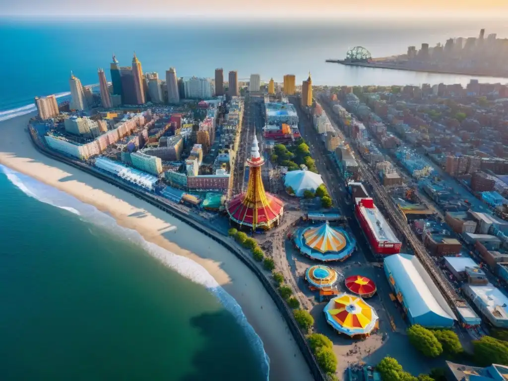 Transformación urbana en Coney Island: pasado y presente en armonía Transformación urbana en Coney Island: mezcla de edificios coloridos e innovadores con juegos y paseo marítimo