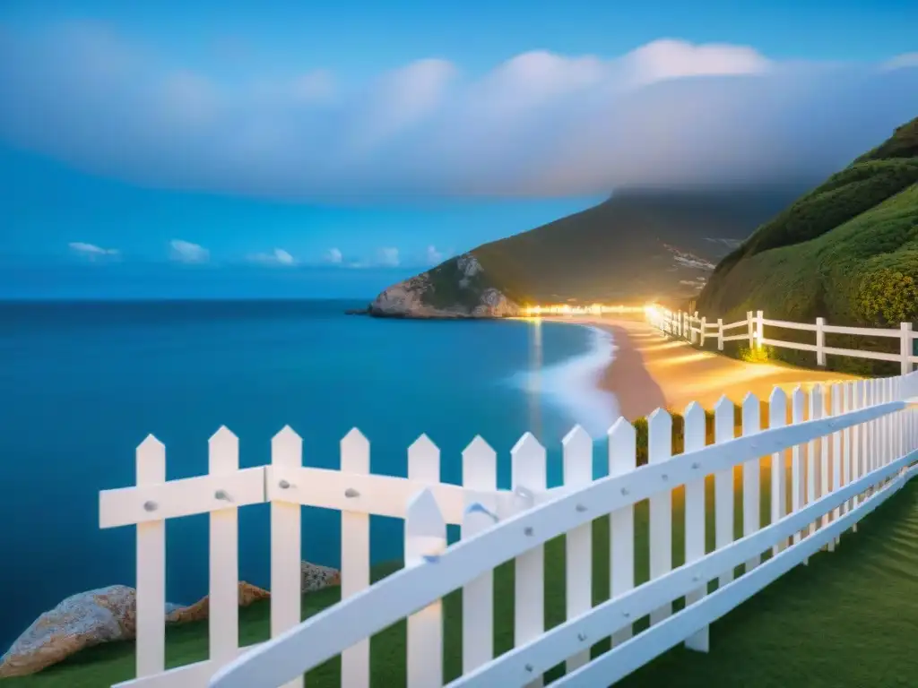 Fence blanco y elegante en propiedad costera Vallas y cercas para propiedades costeras: elegancia y seguridad en el borde de una propiedad frente al mar