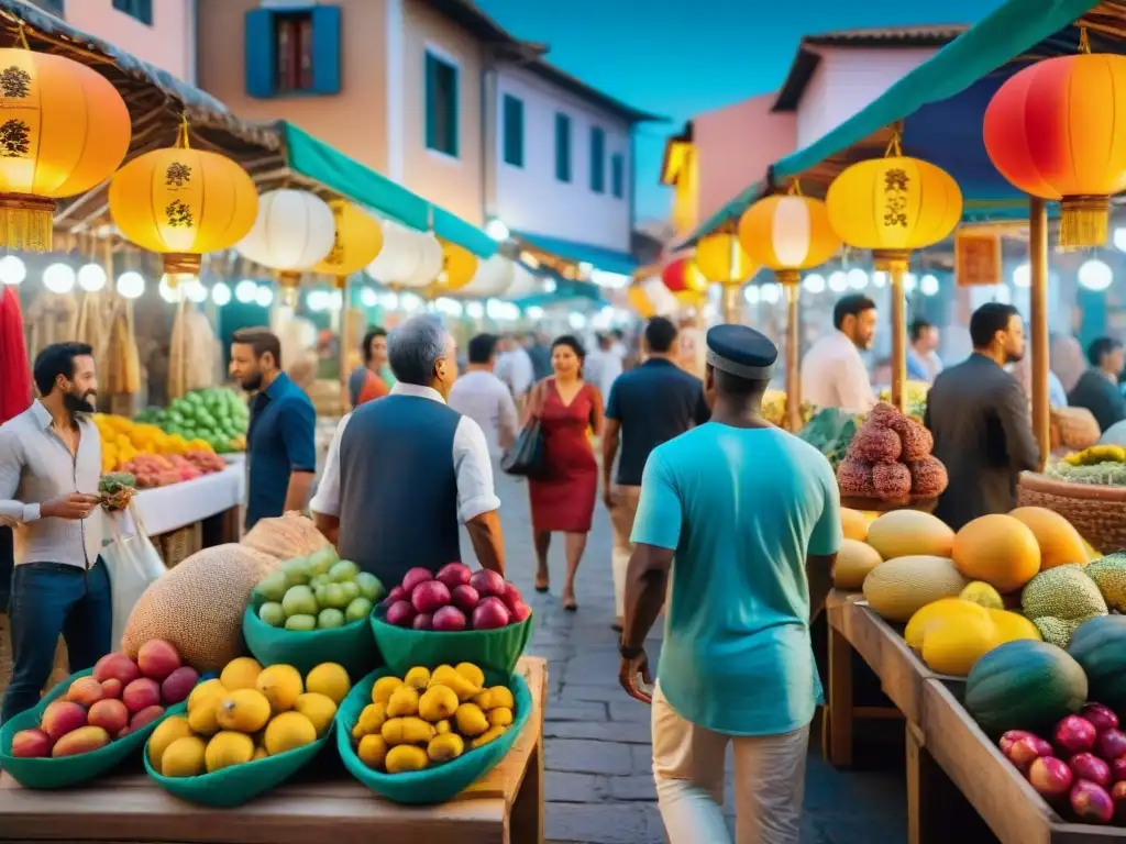 Explorando un mercado local: experiencias de viaje auténticas Viajeros disfrutando de un mercado local vibrante en una experiencia auténtica ofrecida por plataformas alquiler vacacional experiencias auténticas