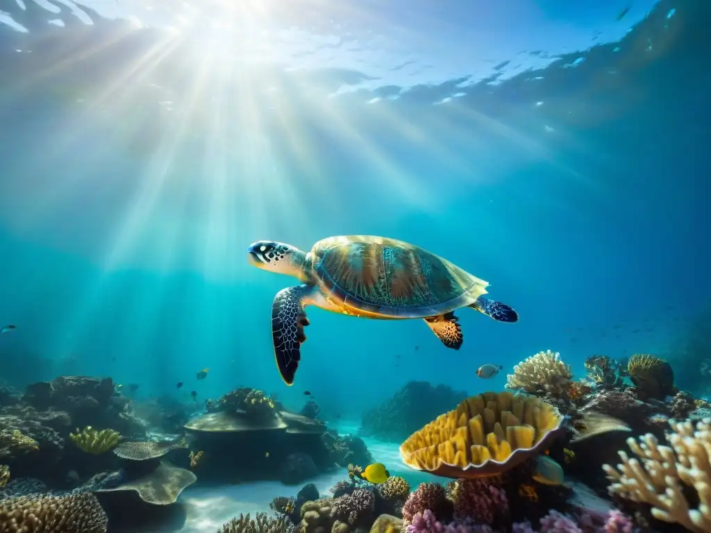 Arrecife de coral vibrante: belleza submarina Un vibrante arrecife de coral bajo el agua con una diversidad de vida marina