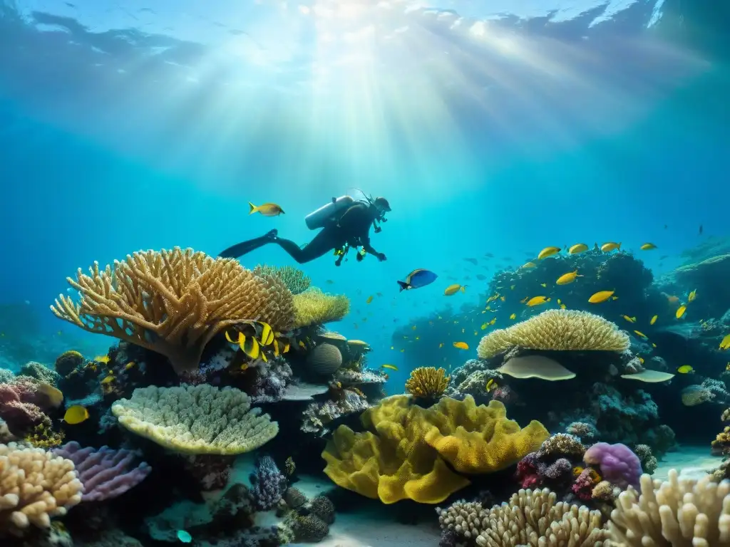 Arrecife de coral vibrante: belleza submarina Un vibrante arrecife de coral lleno de peces y vida marina, destacando la diversidad y belleza del mundo submarino