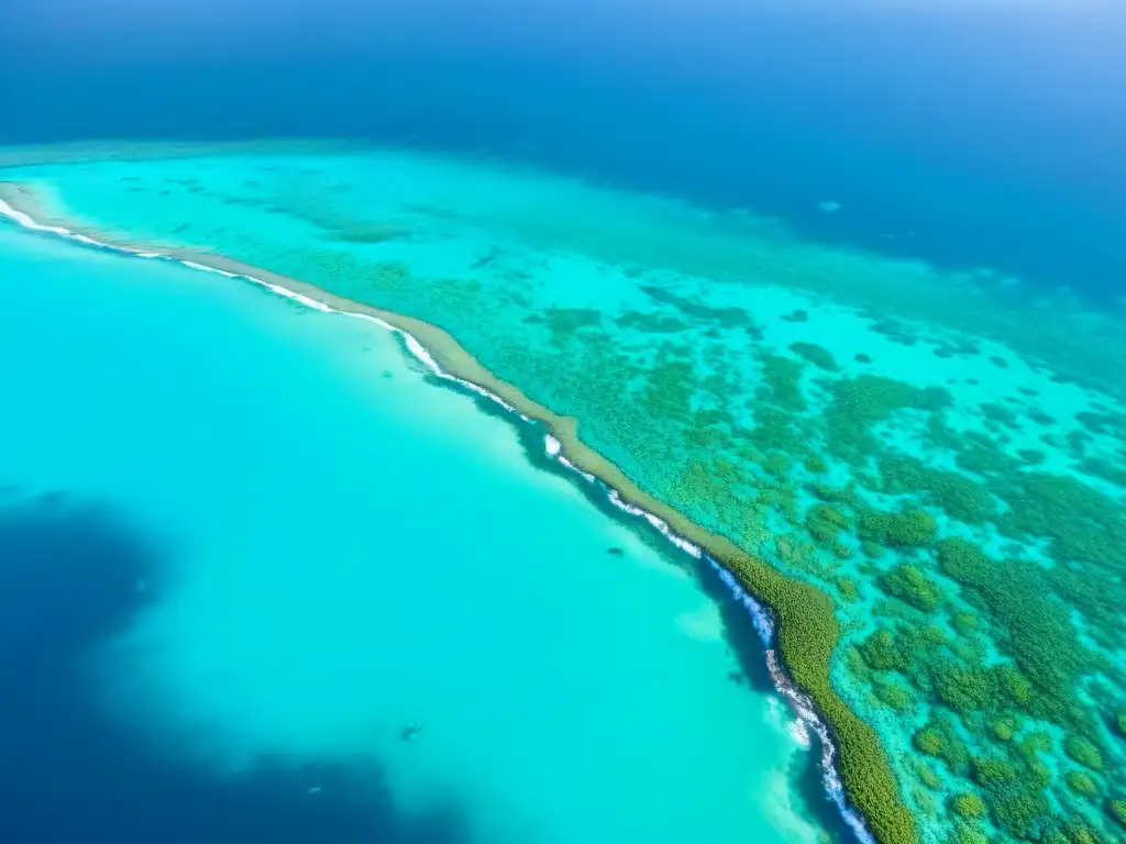 Arrecife de coral vibrante: belleza marina en aguas turquesas Un vibrante arrecife de coral lleno de vida marina, con luz solar filtrándose en el agua